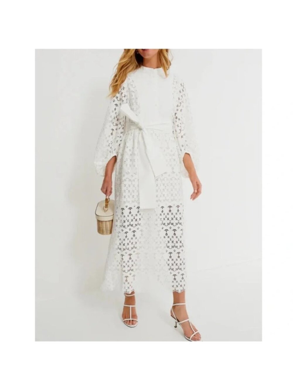 TUCKERNUCK Calliope Lace Maxi Belted Dress White Size XS NWT